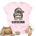 Air Force Mom Messy Bun Sunglasses Military Mom Mothers Day Women's Short Sleeve T-shirt Unisex Crewneck Soft Tee Light Pink