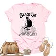 Black Cat Apothecary Pumpkin Halloween Unisex Crewneck Soft Tee Light Pink