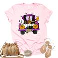Boo Pumpkin Witch Gnomes In Halloween Truck Funny Holiday Unisex Crewneck Soft Tee Light Pink