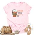Coffee Pumpkin Spice And Everything Nice Fall Things Women's Short Sleeve T-shirt Unisex Crewneck Soft Tee Light Pink