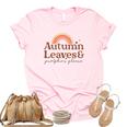 Fall Retro Autumn Leaves Pumpkins Please Thanksgiving Quotes Autumn Season Women's Short Sleeve T-shirt Unisex Crewneck Soft Tee Light Pink