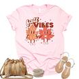 Fall Vibes Pumpkins Funny Leaves Autumn Vibes Red With Gold  Unisex Crewneck Soft Tee Light Pink