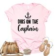 Funny Captain Wife Dibs On The Captain Quote Anchor Sailing  Unisex Crewneck Soft Tee Light Pink