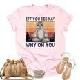Funny Vintage Sloth Lover Yoga Eff You See Kay Why Oh You  Women's Short Sleeve T-shirt Unisex Crewneck Soft Tee Light Pink
