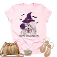 Happy Halloween Catrina Costume For Moms Witch Halloween Unisex Crewneck Soft Tee Light Pink