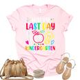 Happy Last Day Of Kindergarten School Funny Teacher Students  Women's Short Sleeve T-shirt Unisex Crewneck Soft Tee Light Pink