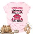 I Am A September Woman Girl Birthday Queen Born In September Women's Short Sleeve T-shirt Unisex Crewneck Soft Tee Light Pink