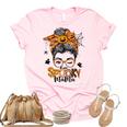 One Spooky Mama For Halloween Messy Bun Mom Monster Bleached V3 Unisex Crewneck Soft Tee Light Pink