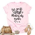 Our First Mothers Day Happy New Mom Mothers Day Rainbow  Women's Short Sleeve T-shirt Unisex Crewneck Soft Tee Light Pink