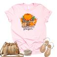 Pumpkin Spice Season Sweater Weather Fall Women's Short Sleeve T-shirt Unisex Crewneck Soft Tee Light Pink