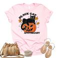 Retro Black Cat Apothecary And Pumpkin Halloween Vintage Unisex Crewneck Soft Tee Light Pink