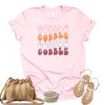 Retro Thanksgiving Gobble Gobble Gobble Women's Short Sleeve T-shirt Unisex Crewneck Soft Tee Light Pink