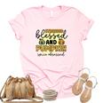 Stressed Blessed And Pumpkin Spice Obsessed Fall Women's Short Sleeve T-shirt Unisex Crewneck Soft Tee Light Pink