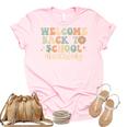 Welcome Back To School Lunch Lady Retro Groovy  Unisex Crewneck Soft Tee Light Pink