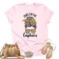 Womens Funny Captain Wife Dibs On The Captain Saying Cute Messy Bun  Women's Short Sleeve T-shirt Unisex Crewneck Soft Tee Light Pink