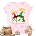 Womens Good Witch Bad Witch I Can Go Either Way Halloween Costume Unisex Crewneck Soft Tee Light Pink