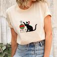 Christmas Funny Black Cat Ho Ho Ho Cat Lovers Gifts Women's Short Sleeve T-shirt Unisex Crewneck Soft Tee Natural