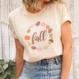 Fall Retro Flower Leaf Circle Women's Short Sleeve T-shirt Unisex Crewneck Soft Tee Natural