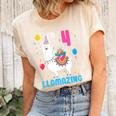 Kids 4Th Birthday I Am 4 Years Old And Llamazing Llama Girl Ns Women's Short Sleeve T-shirt Unisex Crewneck Soft Tee Natural