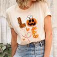 Leopard Love Cna Halloween Nurse Doctor Pumpkin Fall Unisex Crewneck Soft Tee Natural