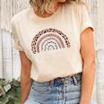 Montessori Teacher Leopard Rainbow Appreciation Teachers Women's Short Sleeve T-shirt Unisex Crewneck Soft Tee Natural