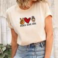 Peace Love Fall Messy Bun Girl Women's Short Sleeve T-shirt Unisex Crewneck Soft Tee Natural