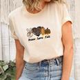 Peace Love Fall Pumpkin Heart Women's Short Sleeve T-shirt Unisex Crewneck Soft Tee Natural