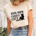 Real Men Cuddle Cats Black Cat Animals Cat Women's Short Sleeve T-shirt Unisex Crewneck Soft Tee Natural