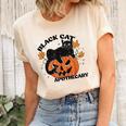 Retro Black Cat Apothecary And Pumpkin Halloween Vintage Unisex Crewneck Soft Tee Natural