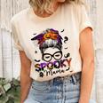 Spooky Mama Messy Bun Halloween Jack O Lantern Mom Unisex Crewneck Soft Tee Natural