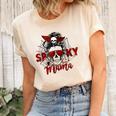 Spooky Mama Skull Witch Women Messy Bun Halloween Costume Unisex Crewneck Soft Tee Natural