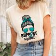 Support Squad For Women Ovarian Cancer Messy Bun Women's Short Sleeve T-shirt Unisex Crewneck Soft Tee Natural