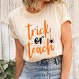 Trick Or Teach Teacher Halloween Design Unisex Crewneck Soft Tee Natural