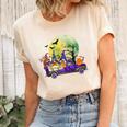 Truck With Cute Gnomes And Pumpkins In Halloween Unisex Crewneck Soft Tee Natural