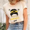 Womens August Girl Birthday Cute Messy Bun Bees Gifts Unisex Crewneck Soft Tee Natural
