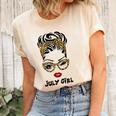 Womens Born In July Birthday Gift Leopard July Girl Women's Short Sleeve T-shirt Unisex Crewneck Soft Tee Natural