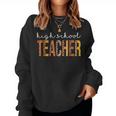 High School Teacher Leopard Fall Autumn Lovers Thanksgiving Women Crewneck Graphic Sweatshirt