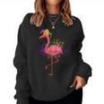 Jester Pink Flamingo Bird Animal Cute Mardi Gras Carnival Women Crewneck Graphic Sweatshirt