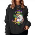 Jester Rainbow Unicorn Design Mardi Gras Mask Costume Women Crewneck Graphic Sweatshirt