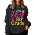 Little Miss 1St Grade Cute Back To School Hello First Grade Women Crewneck Graphic Sweatshirt