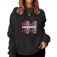 Red Caro Plaid Hello Sweater Weather Fall Women Crewneck Graphic Sweatshirt
