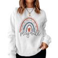 Funny Play Ball Rainbow Softball Player Baseball Lover Women Crewneck Graphic Sweatshirt