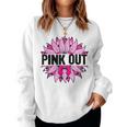 Pink Out Breast Cancer Awareness Sunflower Pink Women Crewneck Graphic Sweatshirt