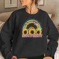 Boho Vintage Bloom Happy Flower And Butterfly Design Women Crewneck Graphic Sweatshirt Gifts for Her