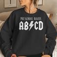 Cute Funny For Preschool Teachers Abcd Rock Preschool Rocks Women Crewneck Graphic Sweatshirt Gifts for Her