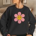 Flower Smiley Positive Retro Vintage V2 Women Crewneck Graphic Sweatshirt Gifts for Her