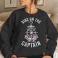 Funny Captain Wife Dibs On The Captain Flower Anchor Women Crewneck Graphic Sweatshirt Gifts for Her