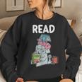 Funny Teacher Library Read Book Club Piggie Elephant Pigeons Women Crewneck Graphic Sweatshirt Gifts for Her