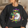 Jester Rainbow Unicorn Design Mardi Gras Mask Costume Women Crewneck Graphic Sweatshirt Gifts for Her