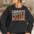 Leggings Leaves And Lattes Please Groovy Retro Fall Women Crewneck Graphic Sweatshirt Gifts for Her